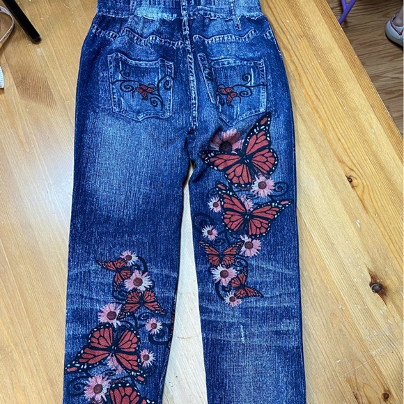 Blue Pants with Red Butterfly Jean Design - Picture 4 of 4